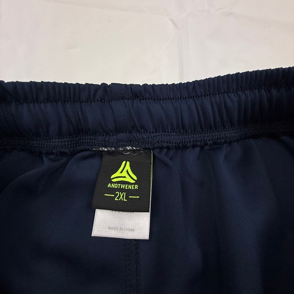 Anotwener Mens Track Pants Navy Blue Red Side Stripe Zipper Pockets 2XL - Picture 3 of 8
